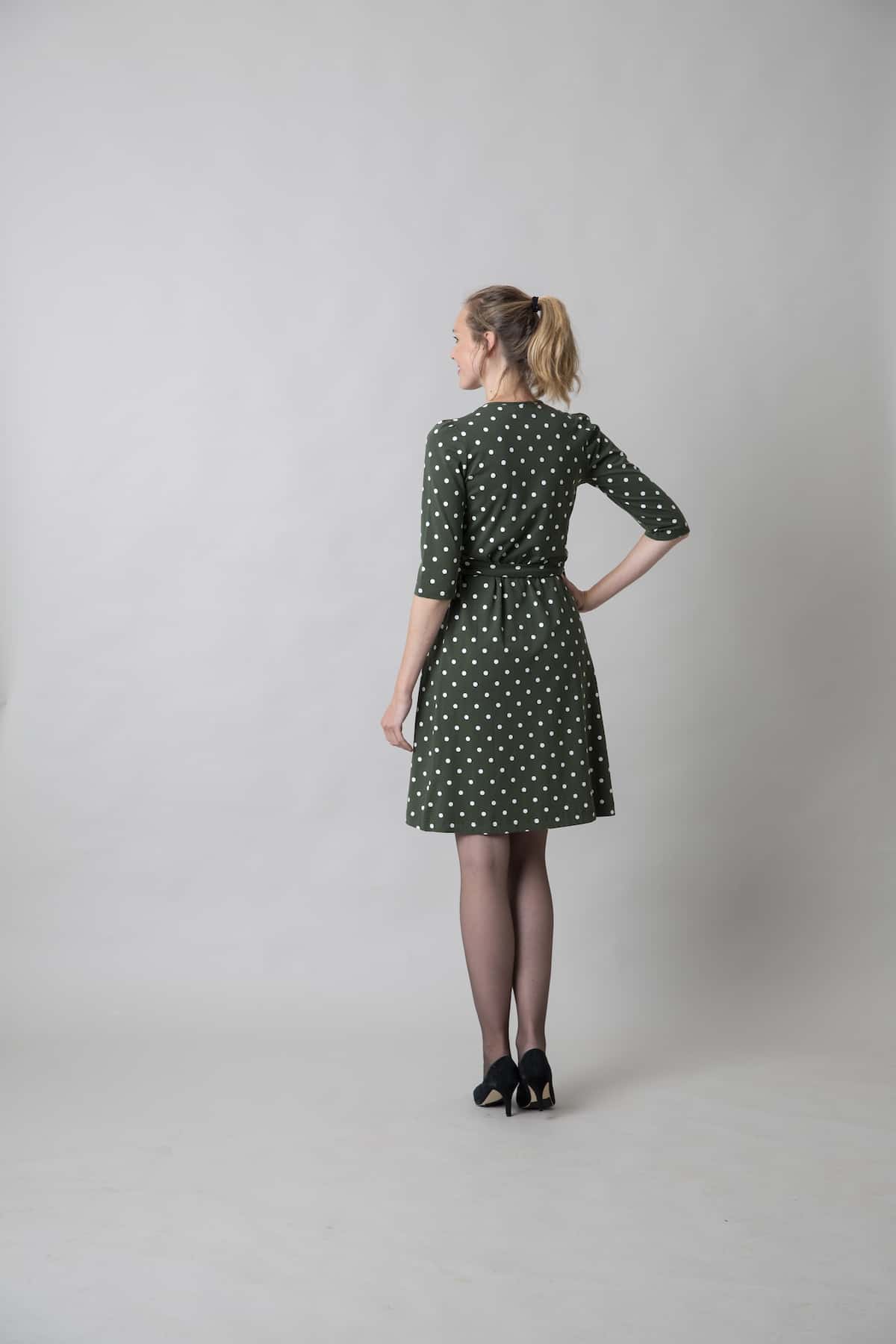 Roos Green Dots jurk 40