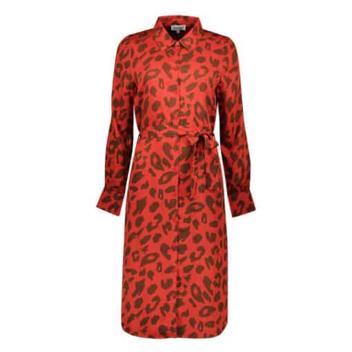 Merel Red Leopard jurk